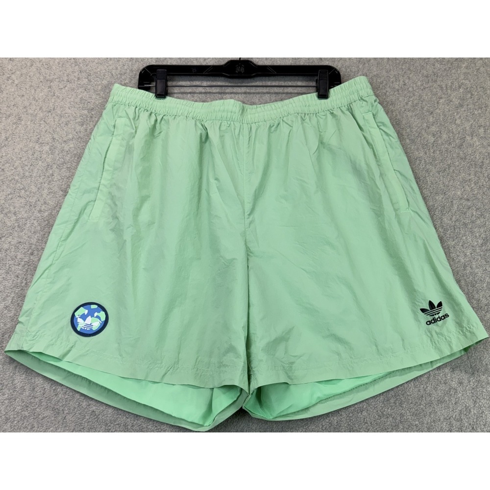 Adidas Originals Mens Happy Earth Shorts Light Green Iconic Logo Sporty 2XL